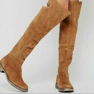 Brown free people boots suede